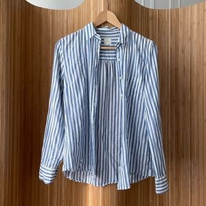 J Crew Blue Striped Button Down, Size M